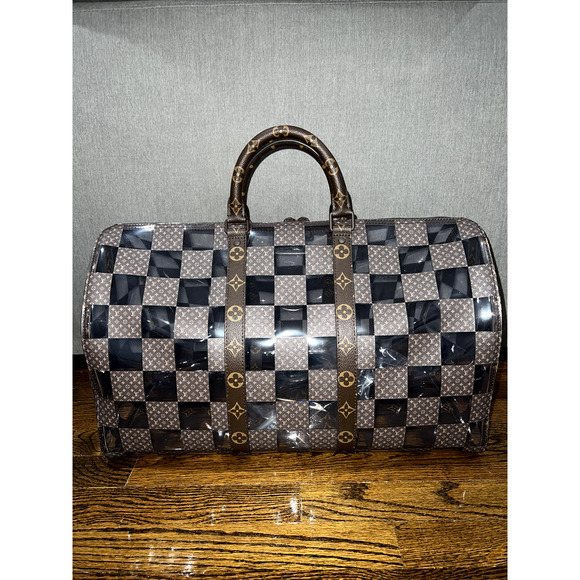 Louis Vuitton Keepall Bandouliere 50 Monogram Chess PVC Logo Weekend Travel Bag - Picture 1 of 12